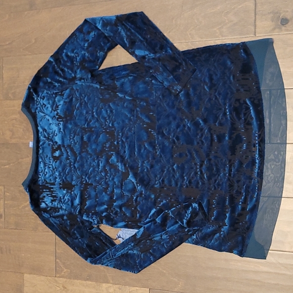 Simply Vera by Vera Wang Womens Small Velvet Long Sleeve Blue Blouse NWT - Picture 4 of 4